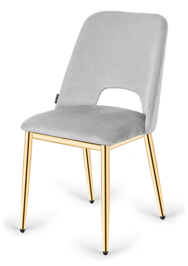 Krzesło tapicerowane GOTI LIGHT GREY VELVET GOLD