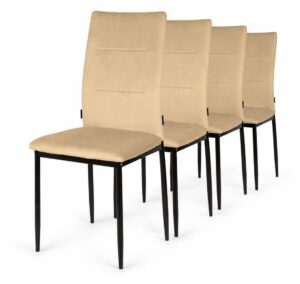 Krzesła tapicerowane Zestaw 4 VALVA DUO VELVET BEIGE